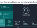 Interfejs antywirusa Panda Dome na Maca. Widoczne opcje: Skanuj, Bezpieczne przeglądanie, Moje produkty, VPN. Stan ochrony: Protected.
