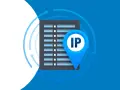 Ikona lokalizacji z literami "IP" na tle serwera, symbolizująca lokalizację adresu IP w sieci.