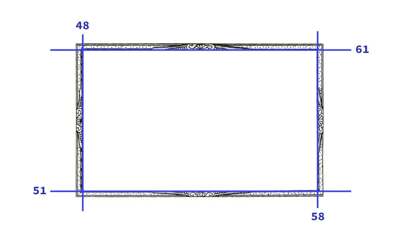 Elegancki, ozdobny border style z motywami roślinnymi i kropkami. Wymiary: 48, 51, 58, 61.