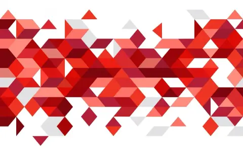 Abstrakcyjny wzór geometryczny z trójkątów i rombów w odcieniach czerwieni, tworzący iluzję głębi. Kod koloru czerwonego w wielu odsłonach.