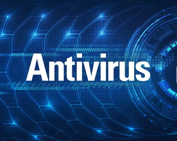Cyfrowy świat chroniony przez antywirus z VPN. Grafika z hasłem "Antivirus" i symbolem kłódki.