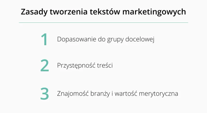 Zasady tworzenia tekstów marketingowych: dopasowanie do grupy, przystępność treści, znajomość branży. Skuteczny copywriting to klucz do sukcesu.