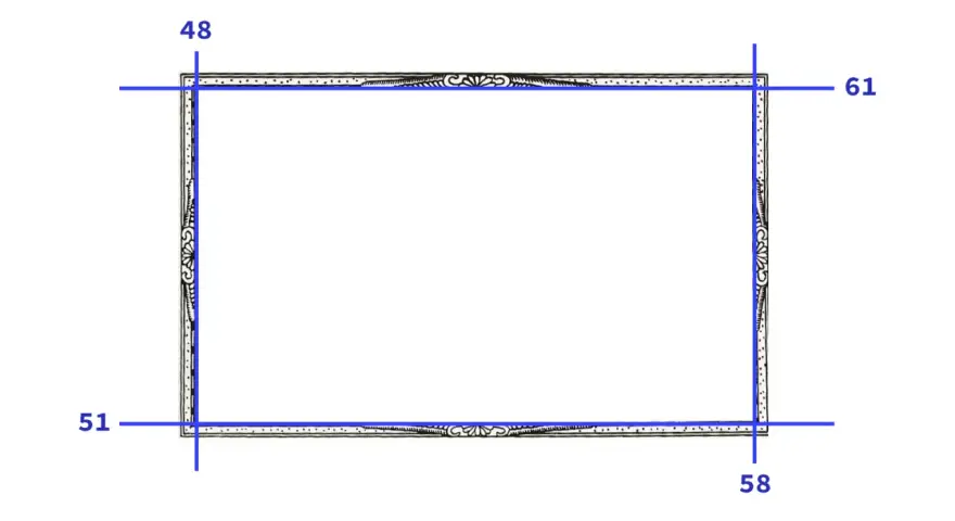 Elegancki, ozdobny border style z motywami roślinnymi i kropkami. Wymiary: 48, 51, 58, 61.