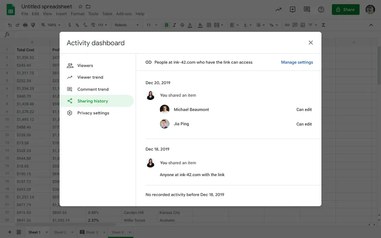 Google My Activity dashboard screenshot