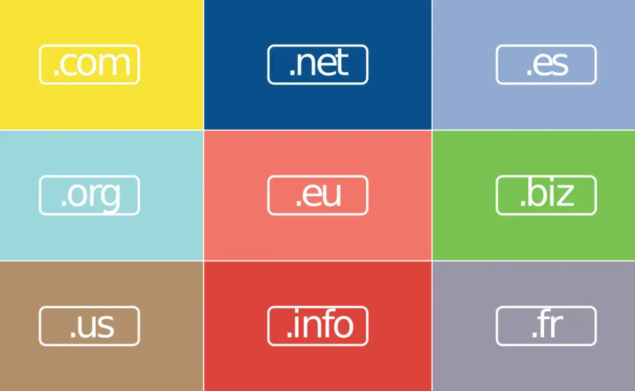 Różne rozszerzenia domen: .com, .net, .org, .eu, .biz, .us, .info, .es, .fr. Dowiedz się, co to domena i wybierz najlepszą dla siebie.